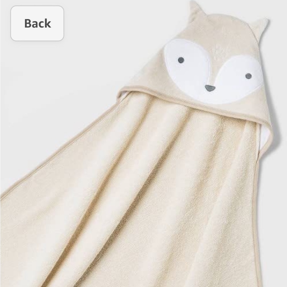 New in bag Cloud Island Baby Fox Hooded Bath Towel - Light Beige gender neutral